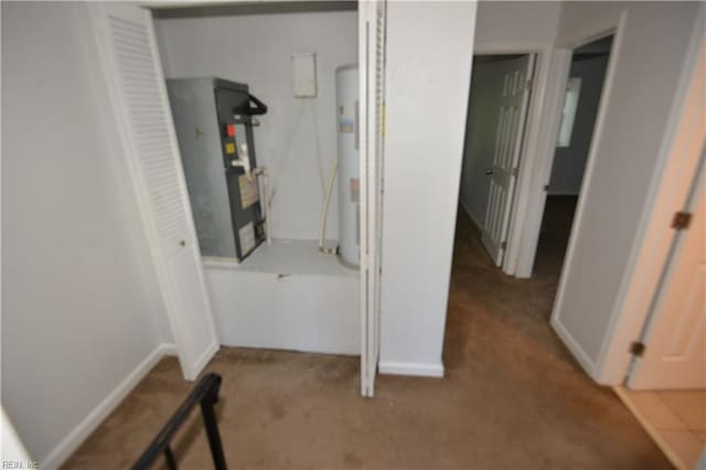 5668 Caxton Ct, Virginia Beach, VA 23462 - corridor with light colored carpet and water heater