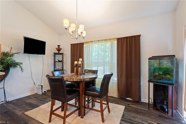 180 Avon Rd, Hampton, VA 23666 - dining space with wood finished floors, a chandelier, and vaulted ceiling