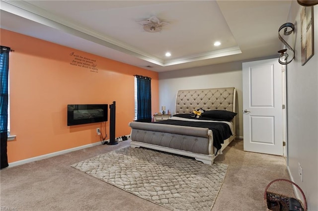 180 Avon Rd, Hampton, VA 23666 - carpeted bedroom featuring recessed lighting, a raised ceiling, and ornamental molding