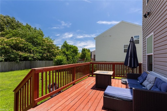 180 Avon Rd, Hampton, VA 23666 - wooden terrace with outdoor lounge area and a fenced backyard