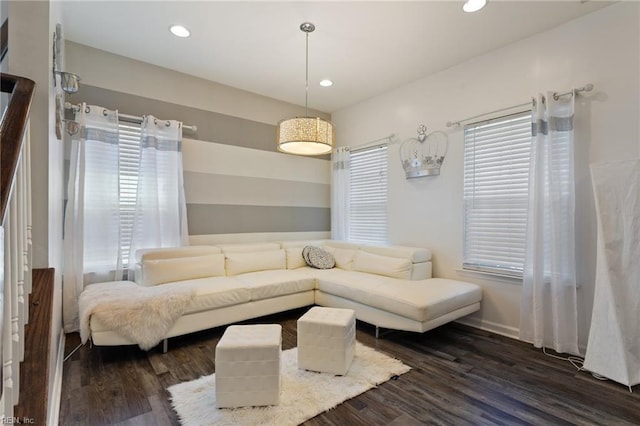 180 Avon Rd, Hampton, VA 23666 - living area featuring dark wood finished floors and recessed lighting