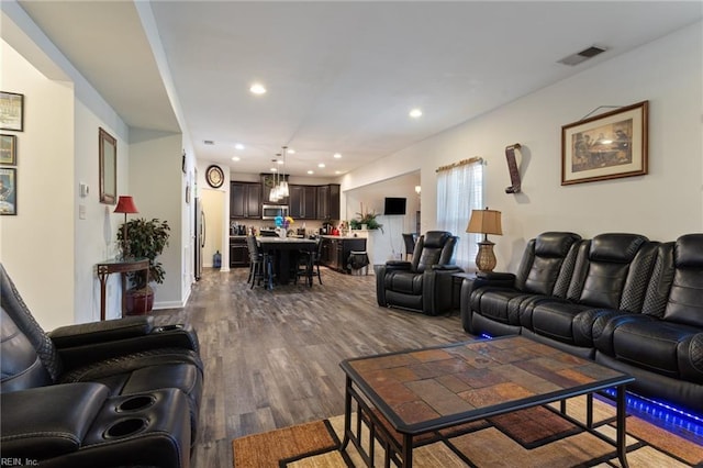 180 Avon Rd, Hampton, VA 23666 - living room with dark wood finished floors and recessed lighting