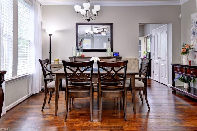 6355 Cordelia Rd, Williamsburg, VA 23188 - dining room with a chandelier, ornamental molding, and hardwood / wood-style flooring