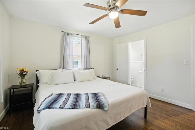 1505 Hawthorne Dr, Chesapeake, VA 23325 - bedroom with wood finished floors, ensuite bath, and a ceiling fan