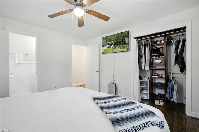 1505 Hawthorne Dr, Chesapeake, VA 23325 - bedroom featuring a closet, wood finished floors, and a ceiling fan