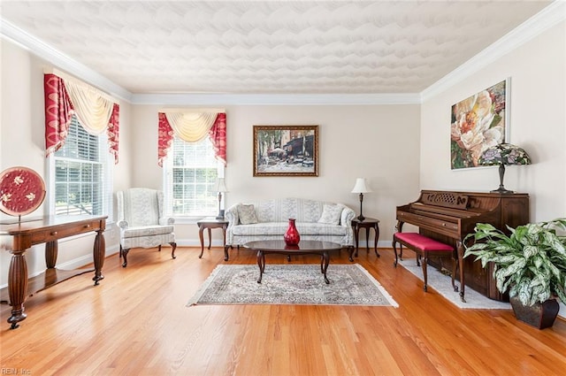 3033 N James Dr, Suffolk, VA 23435 - living area featuring wood finished floors and crown molding