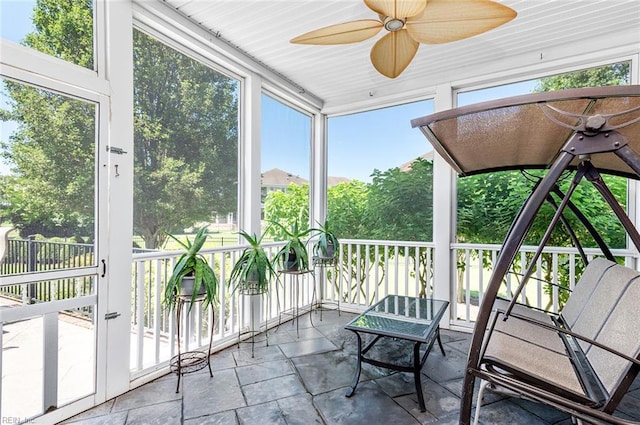 3033 N James Dr, Suffolk, VA 23435 - sunroom with a ceiling fan