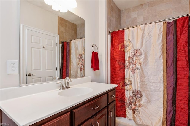 3033 N James Dr, Suffolk, VA 23435 - bathroom with vanity and curtained shower