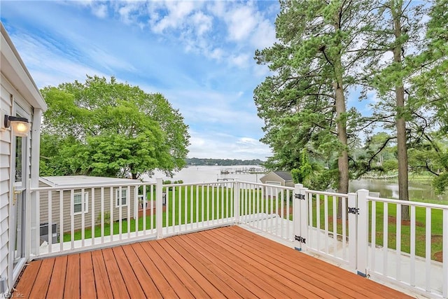 241 Sir Oliver Rd, Norfolk, VA 23505 - deck featuring a water view and a yard