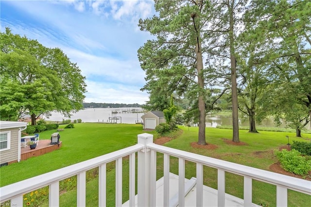 241 Sir Oliver Rd, Norfolk, VA 23505 - view of grassy yard with a water view and a balcony