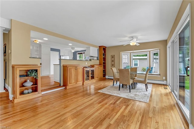 241 Sir Oliver Rd, Norfolk, VA 23505 - dining area featuring ceiling fan, light wood-type flooring, baseboard heating, and recessed lighting