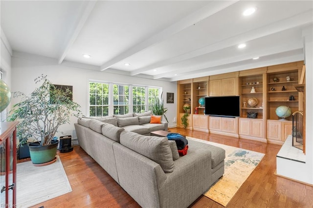 6070 Newport Pt, Norfolk, VA 23505 - living area with beam ceiling, light wood finished floors, and recessed lighting