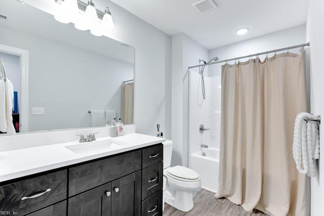 1332 Fishermans Rd, Norfolk, VA 23503 - bathroom featuring vanity, wood finished floors, and shower / tub combo with curtain