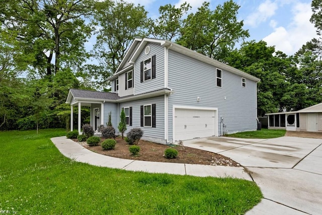 1332 Fishermans Rd, Norfolk, VA 23503 - view of side of home featuring an attached garage, concrete driveway, and a lawn