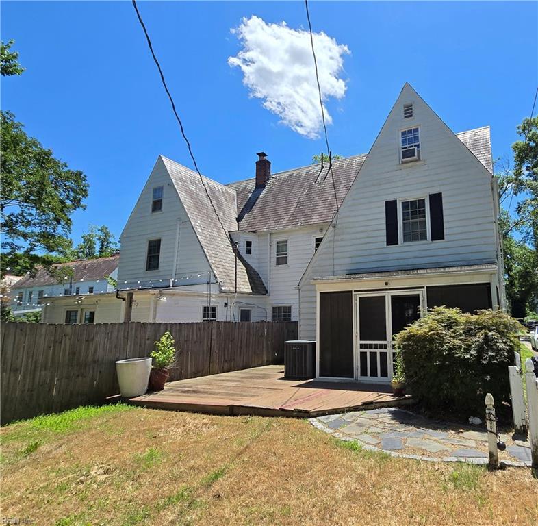 210 Palen Ave, Newport News, VA 23601 - rear view of property with a chimney and a sunroom
