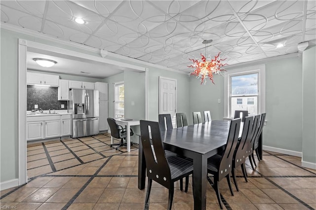 2320 Early St, Norfolk, VA 23513 - dining room with crown molding and an ornate ceiling