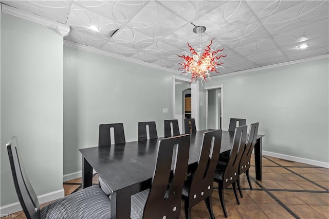 2320 Early St, Norfolk, VA 23513 - dining area featuring crown molding, an ornate ceiling, arched walkways, and recessed lighting