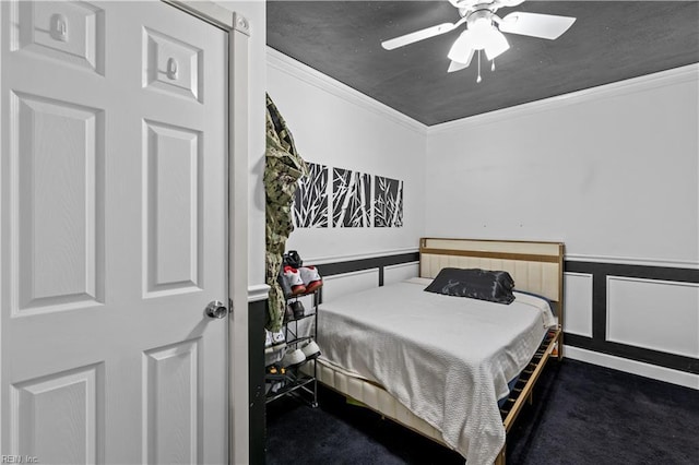 2320 Early St, Norfolk, VA 23513 - carpeted bedroom featuring ornamental molding and ceiling fan