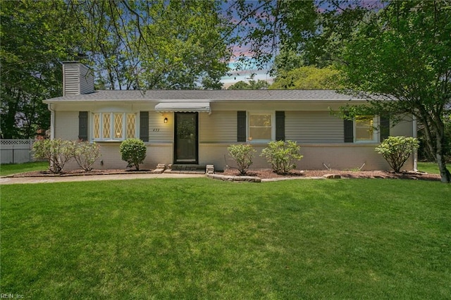 433 Queens Creek Rd, Williamsburg, VA 23185 - ranch-style home with a chimney and brick siding