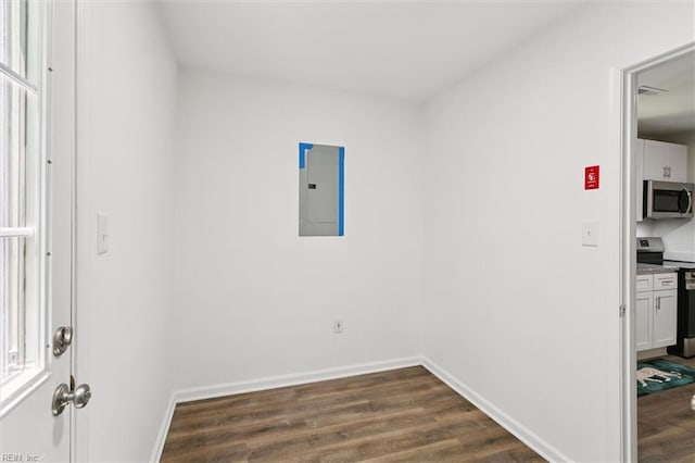 433 Queens Creek Rd, Williamsburg, VA 23185 - spare room with electric panel and dark wood finished floors