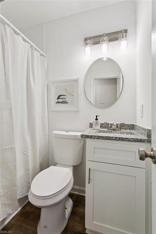 433 Queens Creek Rd, Williamsburg, VA 23185 - full bathroom with vanity, wood finished floors, and a shower with curtain