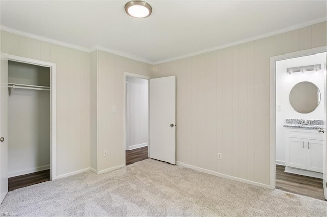 433 Queens Creek Rd, Williamsburg, VA 23185 - unfurnished bedroom featuring crown molding, carpet floors, a closet, and ensuite bathroom