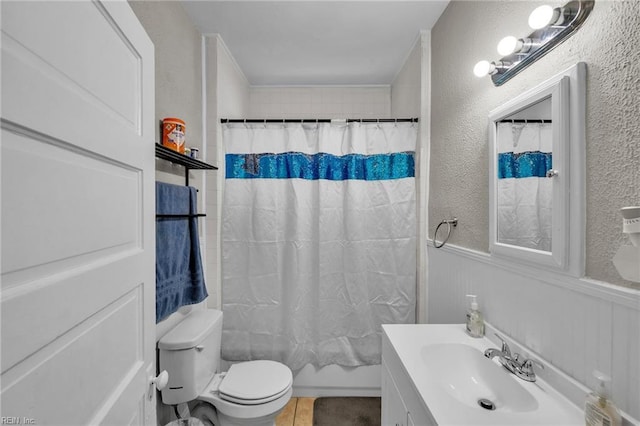 118 Saint James Ave, Suffolk, VA 23434 - bathroom with vanity, shower / bath combo with shower curtain, tile patterned floors, and a textured wall