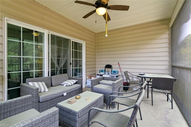 705 Braemar Crk, Williamsburg, VA 23188 - view of patio / terrace with an outdoor living space and ceiling fan
