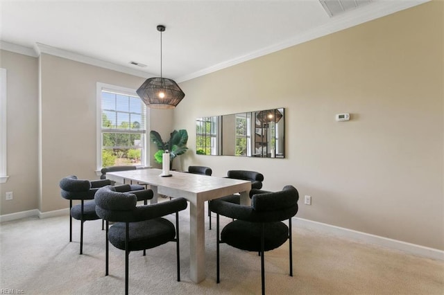 705 Braemar Crk, Williamsburg, VA 23188 - dining area featuring light colored carpet and crown molding