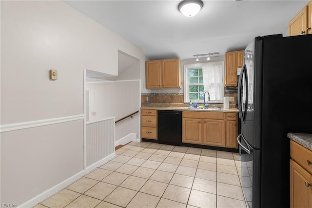127 Robinson Dr, Newport News, VA 23601 - kitchen featuring black appliances, light tile patterned floors, and lofted ceiling