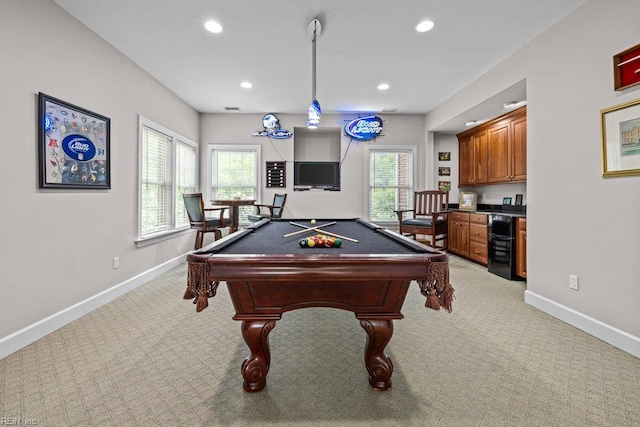 205 Napoli Ct, Chesapeake, VA 23322 - recreation room with light colored carpet, healthy amount of natural light, billiards table, and recessed lighting