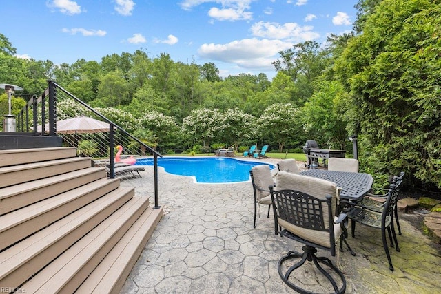 205 Napoli Ct, Chesapeake, VA 23322 - swimming pool with a patio area, stairway, and outdoor dining area