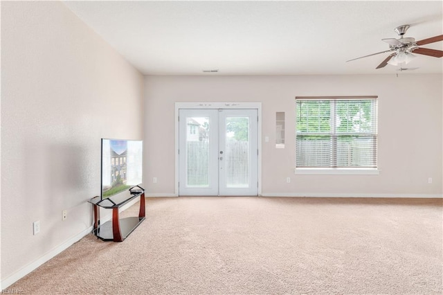 222 Craftsman Cir, Suffolk, VA 23434 - carpeted foyer entrance featuring french doors and a ceiling fan