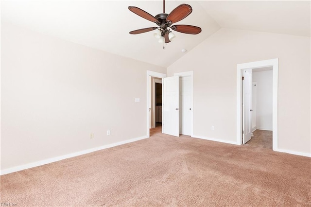 222 Craftsman Cir, Suffolk, VA 23434 - unfurnished bedroom featuring light colored carpet, vaulted ceiling, and a ceiling fan