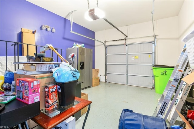 222 Craftsman Cir, Suffolk, VA 23434 - garage with stainless steel refrigerator with ice dispenser and a garage door opener