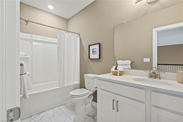 2013 Munro Ln, Chesapeake, VA 23322 - full bath featuring marble look tiles, vanity, shower / bath combo, and recessed lighting