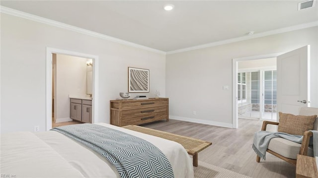 2017 Munro Ln, Chesapeake, VA 23322 - bedroom with crown molding, light wood finished floors, connected bathroom, and recessed lighting