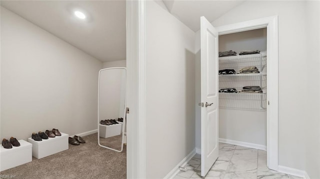 2017 Munro Ln, Chesapeake, VA 23322 - hallway featuring light marble finish flooring and vaulted ceiling