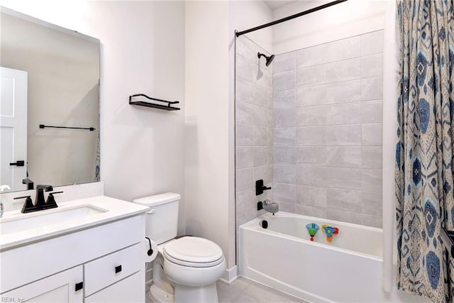 134 Fishermans Way, Poquoson, VA 23662 - bathroom featuring vanity, shower / bathtub combination with curtain, and tile patterned floors