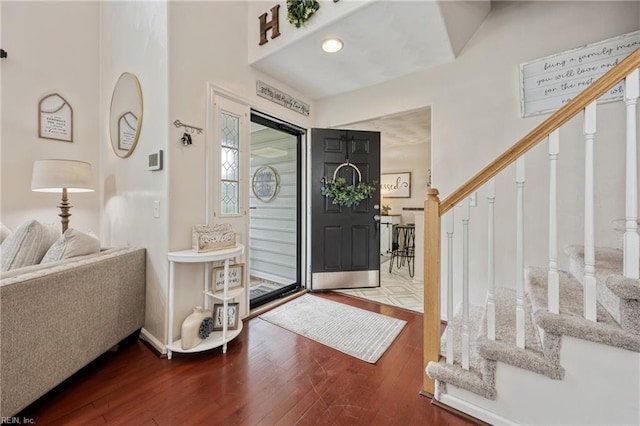 6729 Hampton Roads Pkwy Unit D, Suffolk, VA 23435 - entryway with hardwood / wood-style floors and stairway