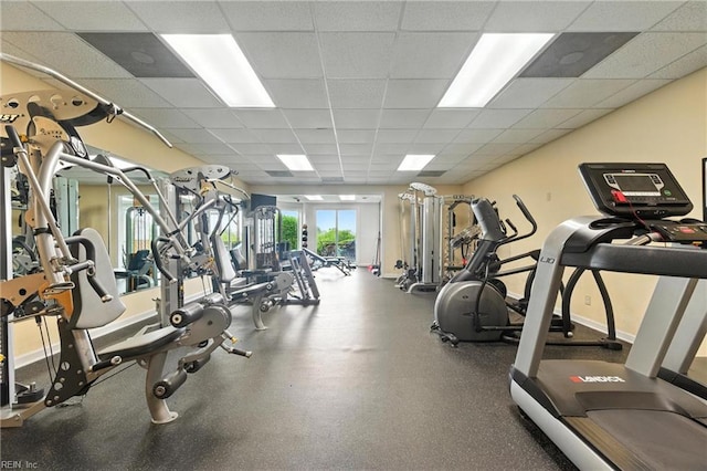 106 Genoa Dr, Hampton, VA 23664 - workout area featuring a paneled ceiling and baseboards