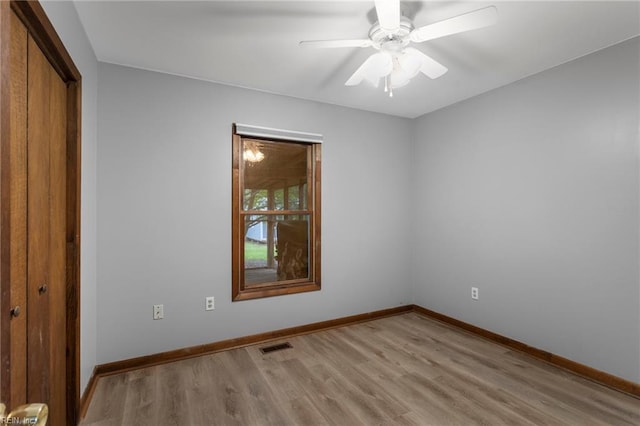 11855 Harcum Rd, Gloucester, VA 23061 - unfurnished bedroom featuring light wood-type flooring, a closet, and a ceiling fan