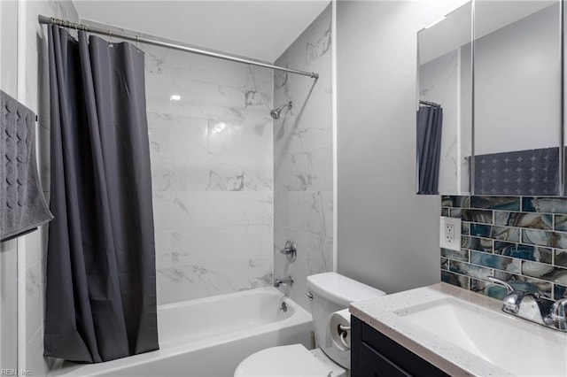 11855 Harcum Rd, Gloucester, VA 23061 - bathroom with shower / tub combo, vanity, and tasteful backsplash