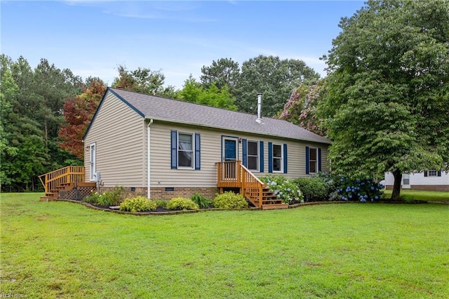 11855 Harcum Rd, Gloucester, VA 23061 - view of front of property featuring crawl space and a front lawn