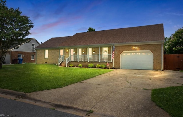 3419 Filly Run, Chesapeake, VA 23323 - single story home featuring a porch, concrete driveway, brick siding, and an attached garage