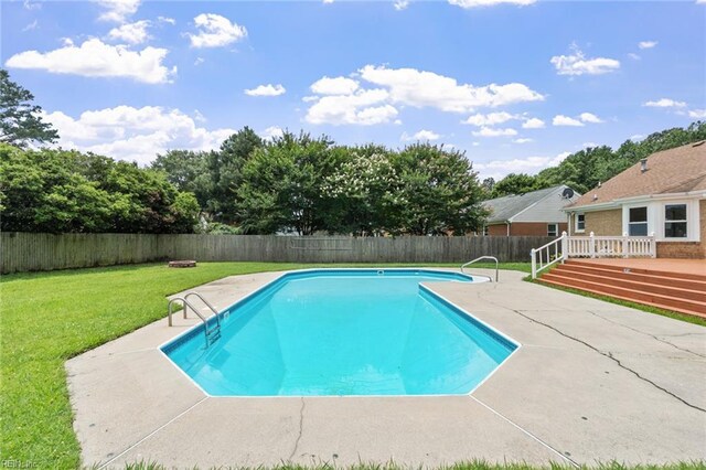 3419 Filly Run, Chesapeake, VA 23323 - view of swimming pool with a fenced backyard, a patio, and a wooden deck