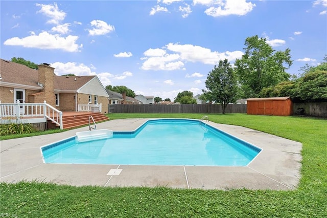 3419 Filly Run, Chesapeake, VA 23323 - view of pool with a fenced backyard, a storage shed, a deck, and a patio area