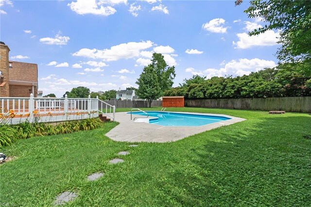 3419 Filly Run, Chesapeake, VA 23323 - view of pool with a storage shed, a fenced backyard, a deck, and a patio area