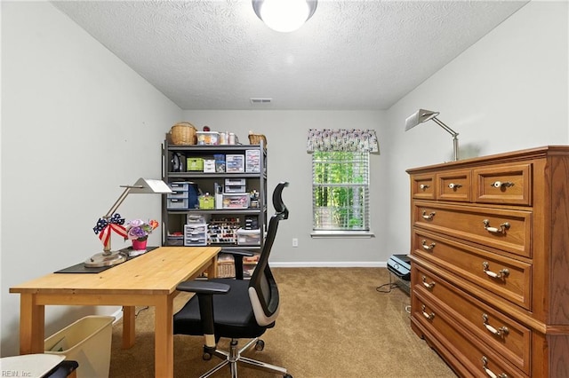 2152 Benomi Dr, Williamsburg, VA 23185 - carpeted home office featuring a textured ceiling and baseboards