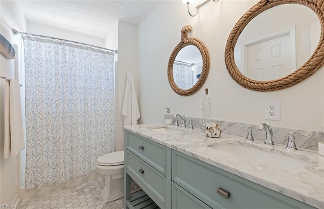 119 Grand View Dr, Hampton, VA 23664 - full bath featuring double vanity, tile patterned flooring, a textured ceiling, and shower / bath combo